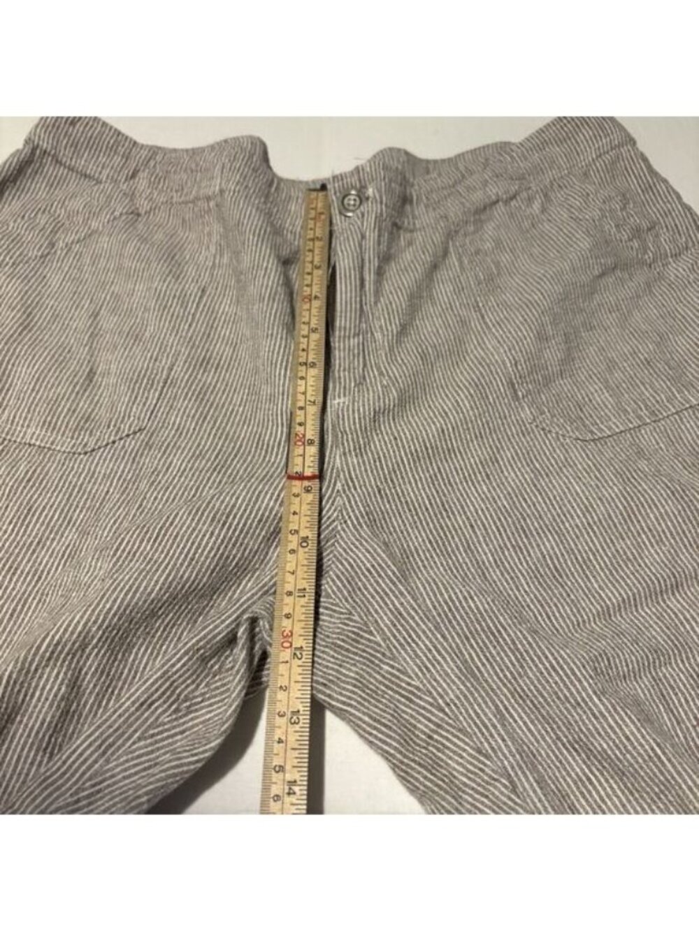 Capri Pants Womens Linen Blend Striped Brown Casual - Picture 6 of 9